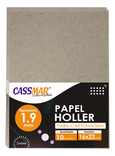 Papel Holler Para Cartonagem Cassmar 1,9mm 16x22cm 10un