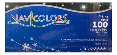 Serie Navideña 100 Luces Led Tipo Lupa Luz Blanca 6.5 Mts Luces Blanco