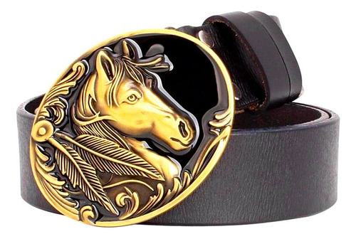 A Hebilla De Vaquero Con Cabeza De Caballo Dorada For Hombre