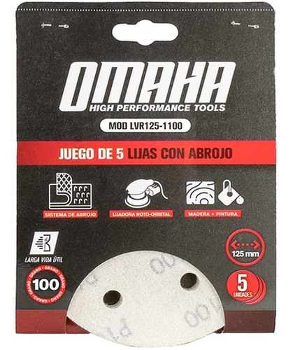 Lija Disco Roto Orbital 125mm Con Abrojo Pack X5