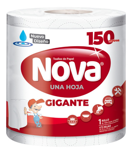 Imagen 2 de 4 de Toalla De Papel Nova Gigante 1 Un 150 Mt