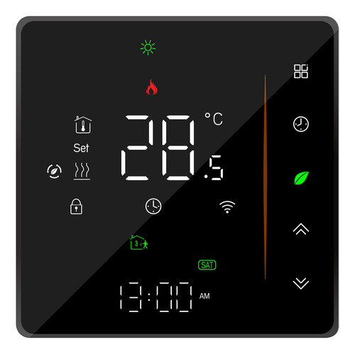 Termostato Negro Con Controlador Táctil Programable Semanalm