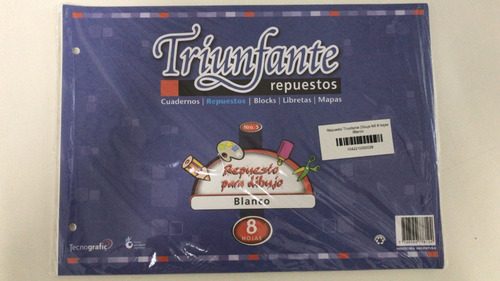Cartulinas Repuesto Triunfante Dibujo N5 8 Hojas Blancas