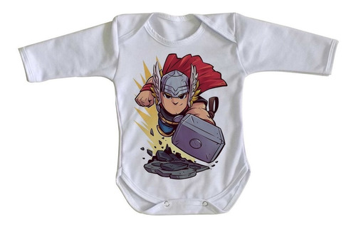 Body Bebê Luxo Mini Thor Marvel Martelo Super Heroi Vingador
