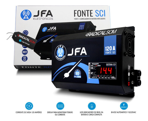 Imagem 2 de 5 de Fonte Automotiva 120a Amperes Jfa Carregador
