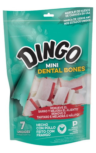 Hueso Para Perro Dingo Dental Mini Bones, 70 Gr, 7 Un