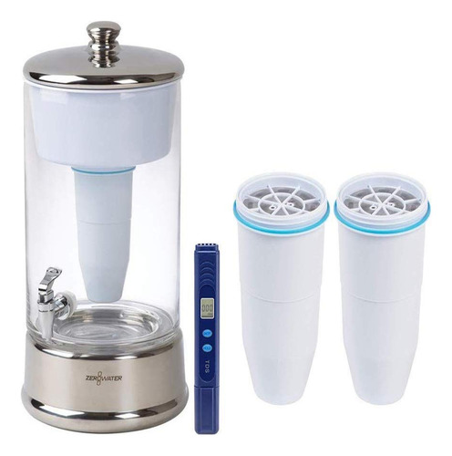 Dispensador Vidrio Para 40 Taza Bpa Medidor Calidad Agua Nsf