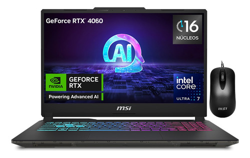 Laptop Gaming CYBORG 15.6 pulgadas 16gb 512gb Rtx4060 Negro Msi