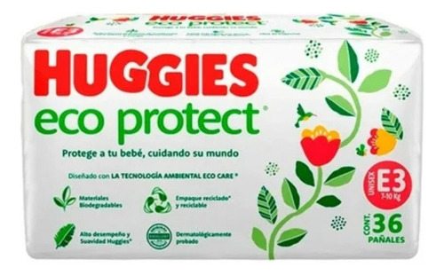 Pañales Huggies Ecoprotect Etapa 3 Con 36 Piezas