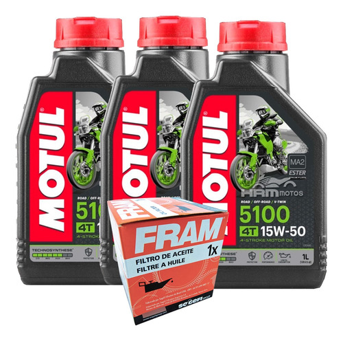 Kit 3 Lts Óleo Motul 5100 10w40 +filtro Ph6114 Bmw F800 Gs/r