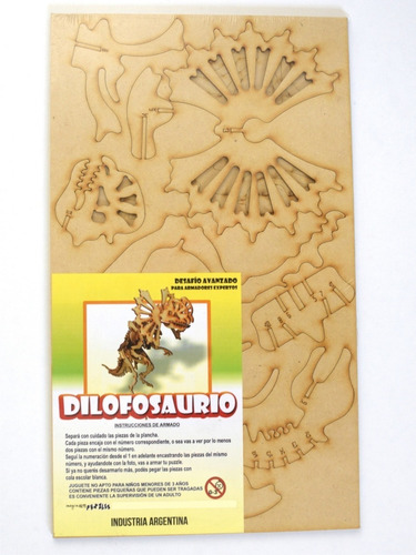 Maqueta Encastrable Dilofosaurio 35 Cm. - Imaginarte Láser