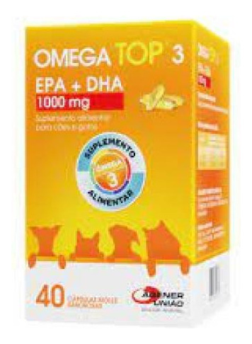 Suplemento Para Cães E Gatos Omega Top 3 1000 Mg 40 Cápsulas