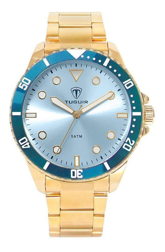 Relógio Masculino Tuguir Analógico Tg157 - Dourado E Azul