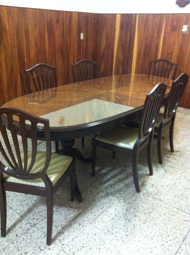 Comedor Antiguo Oval De 6 Sillas Incluye Trinchador