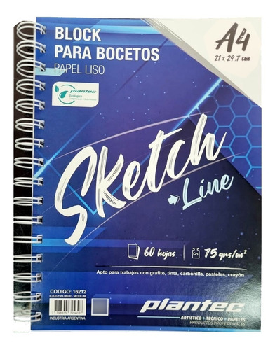 Cuaderno Plantec Sketch A4 75g 60h Espiral