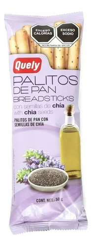 2 Pza Palitos De Pan Quely Con Semillas De Chía 50 G