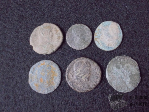 Lote - 6 Monedas Romanas Antiguas Para Limpiar E Identificar