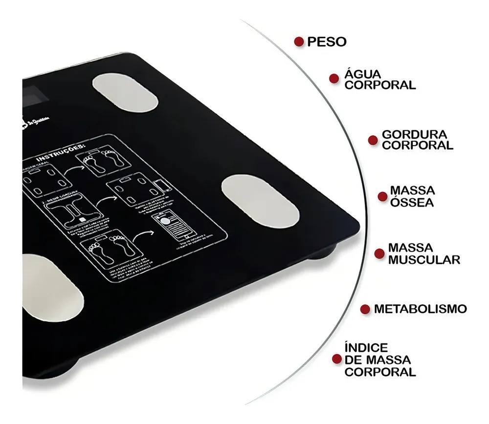 Balança Digital Corporal Bioimpedância 140 Kilos Bluetooth, IOS, ANDROID,