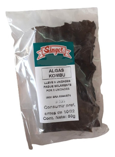 Algas Kombu 50gr. Lleve 3 Pague 2