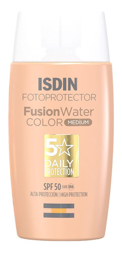 Fotoprotector Isdin Spf 50+ Fusion Water Con Color Oil Free Toque Seco