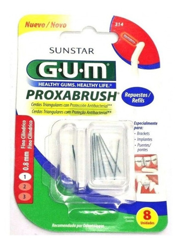 Repuesto Gum Proxabrush 314 Cepillo Interdental Fino Cilincd