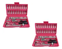 Comprar 2 Kits Jogo 46 Ferramentas Chaves Catraca Soquetes 1u002F4 Bits