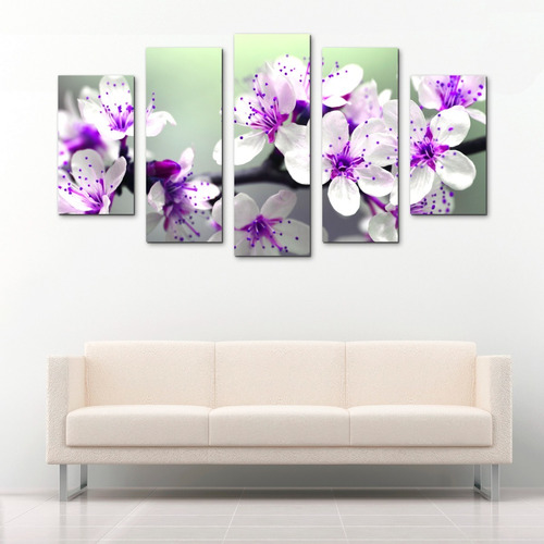 Cuadro Decorativo Flores Blancas 3pz Moderno 