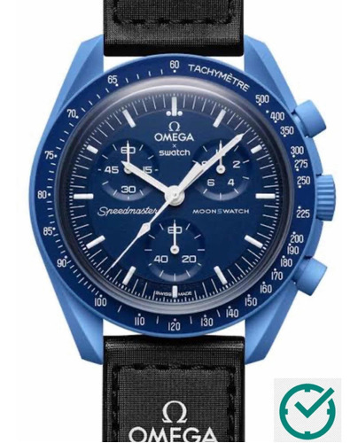 Reloj de pulsera Omega X Swatch Nepturn Speedmaster Moonswatch, color azul, bisel, color de fondo azul