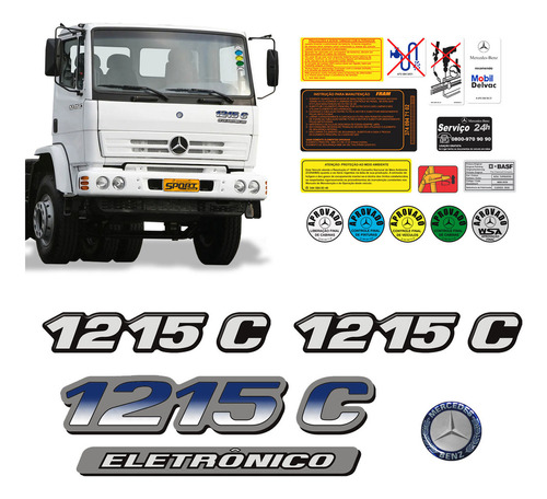 Kit Adesivo Mercedes Benz 1215 C Eletrônico Emblema Resinado