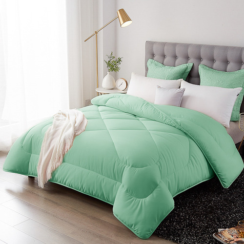 Edredom Dupla Face Percal 400 Fios Extra Macio Casal Luxo Cor Verde-claro