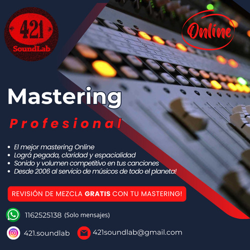 Mastering - Masterizacion Profesional - Postprod. De Sonido