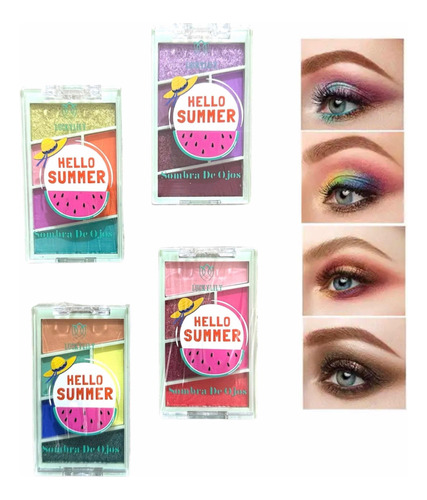 Pack De 4 Mini Paletas Sombras De Ojos Colores Brillantes