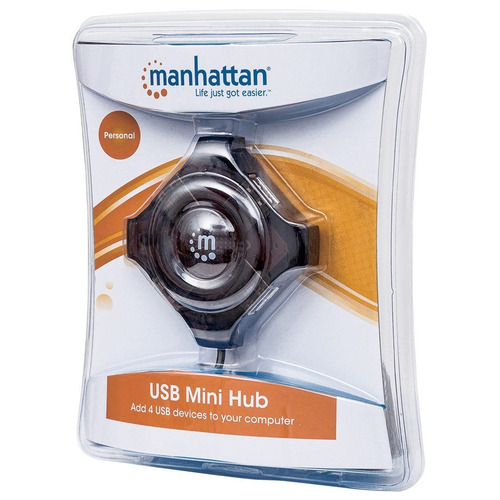 Concentrador Mini Hub Manhattan Usb 4 Ptos Negro 162272 /vc