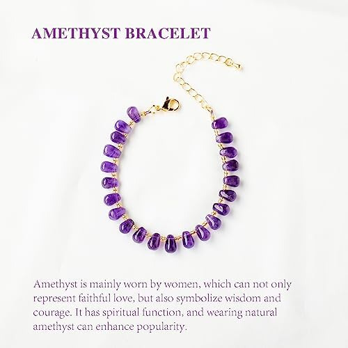 Rjingshi Pulsera De Amatista Natural Pulsera Ajustable De Am