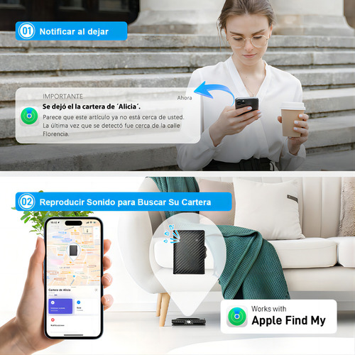 Auskang Carteras para Caballero con Localización - Smart Wallet con Find My para iPhone, Cartera para Hombre como Apple Airtag , Tarjetero Hombre Inteligente con RFID, Regalo para Familia