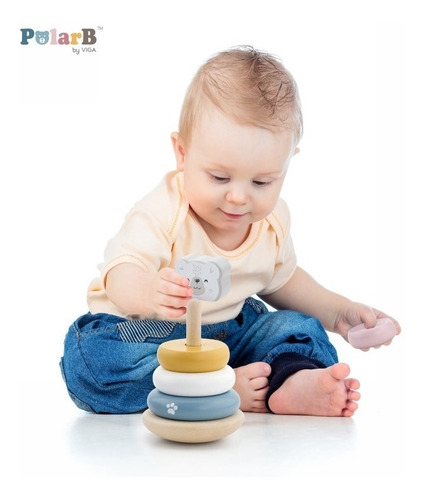 Imagen 4 de 4 de Juego De Apilar Oso De Madera Para Niño Viga Polar B