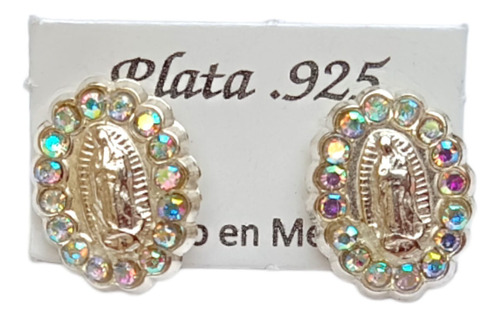 Aretes De La Virgen De Guadalupe Con Circonia Plata 9.25