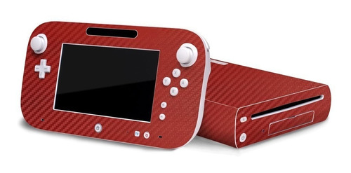 Skin Autoadherible Para Nintendo Wii U Fibra Carbono Rojo