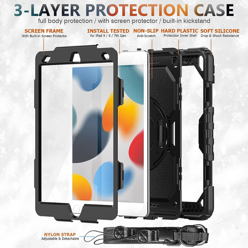 Sibeitu iPad 9th Generation Case 2021 10.2 Pulgadas Con Prot