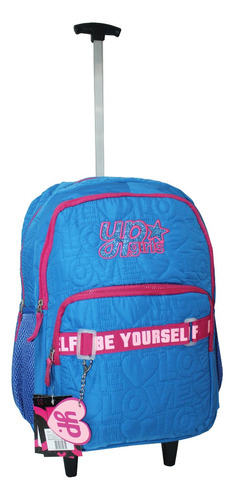 Mochila Feminina Juvenil Yepp Girls Rodinhas Escolar Origina Cor Azul-celeste