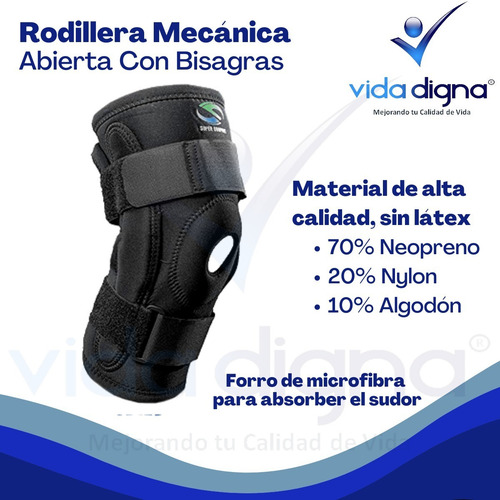 Rodillera Soporte Mecanica Abierta Varillas Laterales Neopre Talla Mediano