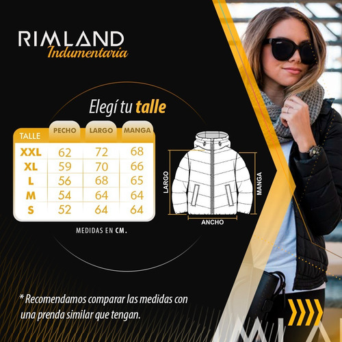 Imagen 6 de 8 de Campera Abrigo Mujer Campera Puffer Inflable Rimland
