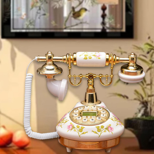 . Teléfono Vintage Con Botón Pulsador, Decoración De