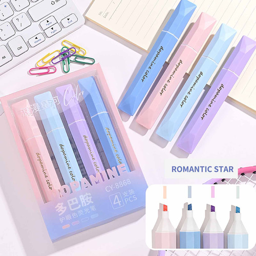 Rotulador De Color, Estilo Resaltador De Colores, 4 Colores