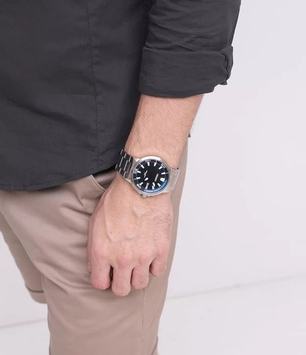 Imagem 2 de 9 de Relogio Analogico Masculino Orient Mbss1196a Pasx Prata E De