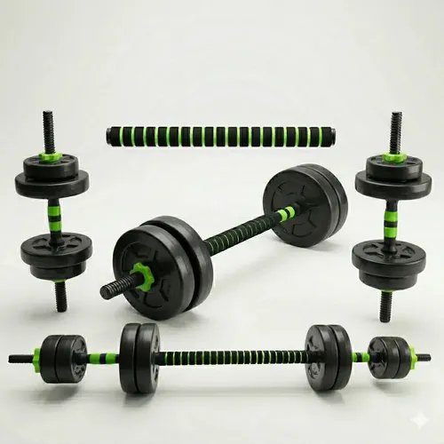Kit 40 kg Mancuernas Y Barra Ajustable Regulable A Rosca + 40 Kg. Negro