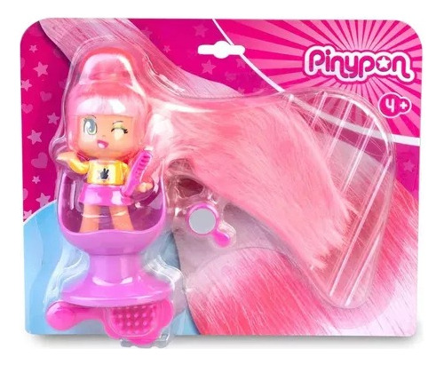 Imagen 2 de 5 de Pinypon Super Pelo Largo Rosa Real Long Hair Playking