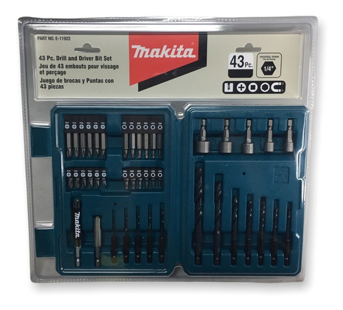 Jgo De Accesorios Brocas Puntas Dados 43 Pzas Makita E-11922