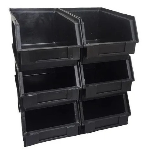 Gaveta Plastica Apilable Negra Cajon 22x 14.5 X 11 Pack X 6 