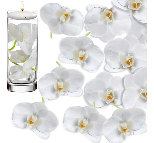 20 Piezas De Orquídeas Artificiales Blancas Para Centros De 